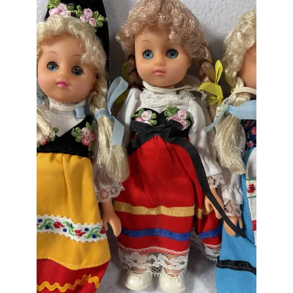 Vintage (6) Sleepy Eyes Traditional Costume Doll European Souvenir Dolls